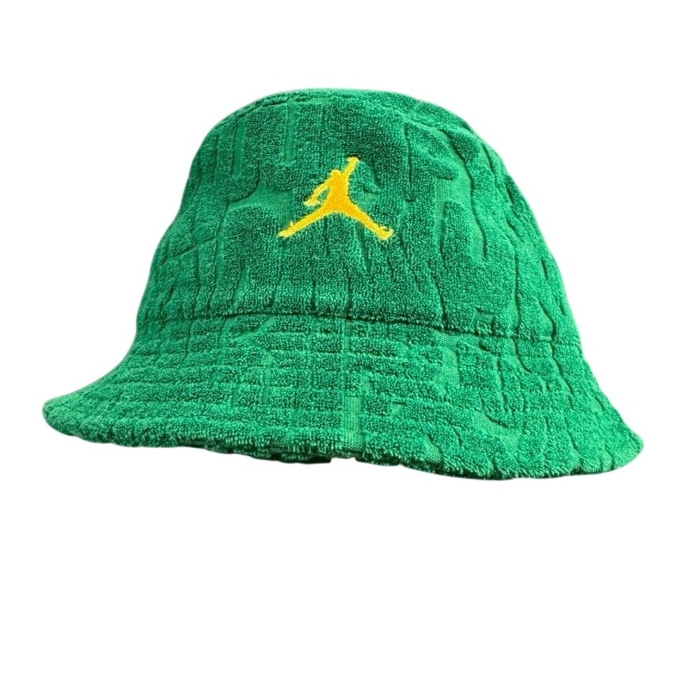 Jordan Brand Terry Cloth Bucket Hat Green Yellow Jumpman UPF 40+ Sun Hat